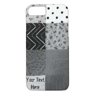 vintage style patchwork fabric design black white iPhone 8/7 case