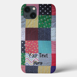 vintage style patchwork fabric design colourful iPhone 13 case