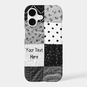 vintage style patchwork squares black white