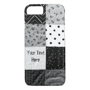 vintage style patchwork squares black white iPhone 8/7 case