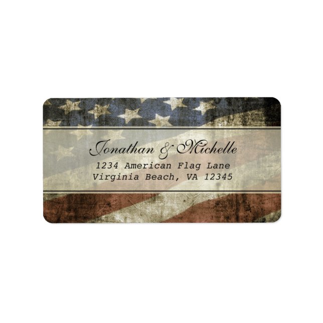Vintage Style Patriotic American Flag Address Label (Front)