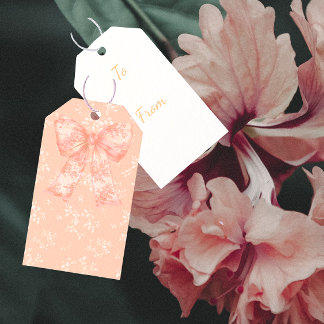 Vintage Style Peach Bows Personalized Gift Tag