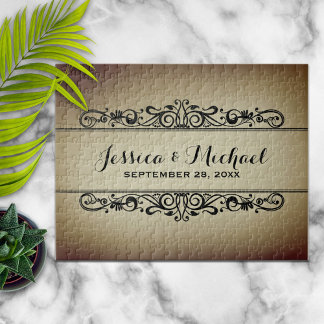 Vintage Style Personalised Wedding Anniversary Jigsaw Puzzle