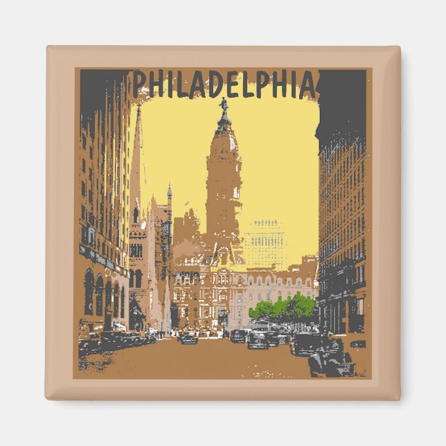 Vintage Style Philadelphia City Hall Magnet (Front)