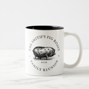 Vintage Style   Pig Roast Event   Family Reunion Two-Tone Coffee Mug