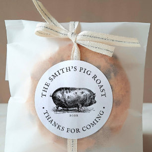 Vintage Style   Pig Roast Event Thank You Classic Round Sticker