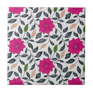 Vintage Style Pink China Poppy Floral Pattern Tile