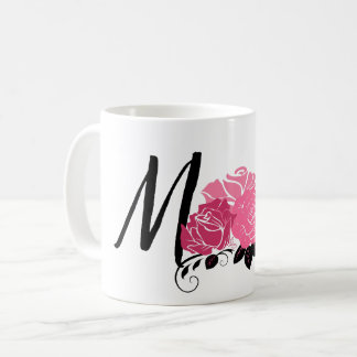 Vintage style pink flower mum coffee cup