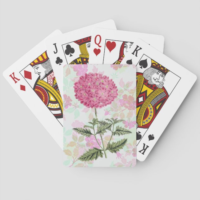 Vintage Style Pink Hydrangea Playing Cards (Back)