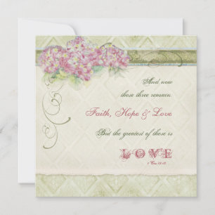 Vintage Style Pink Hydrangea - Wedding Invitation