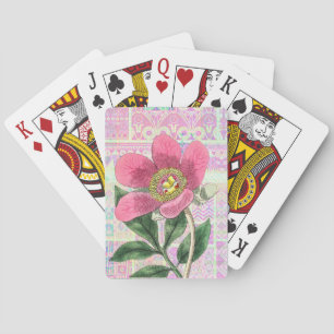 Vintage Style Pink Poppy Playing Cards