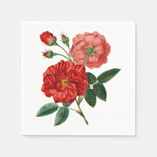 Vintage Style Pink & Red Rose Napkin