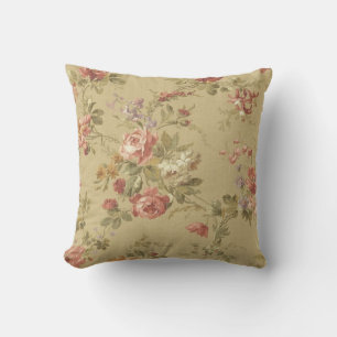 Vintage Style Pink Red Roses Pattern Cushion
