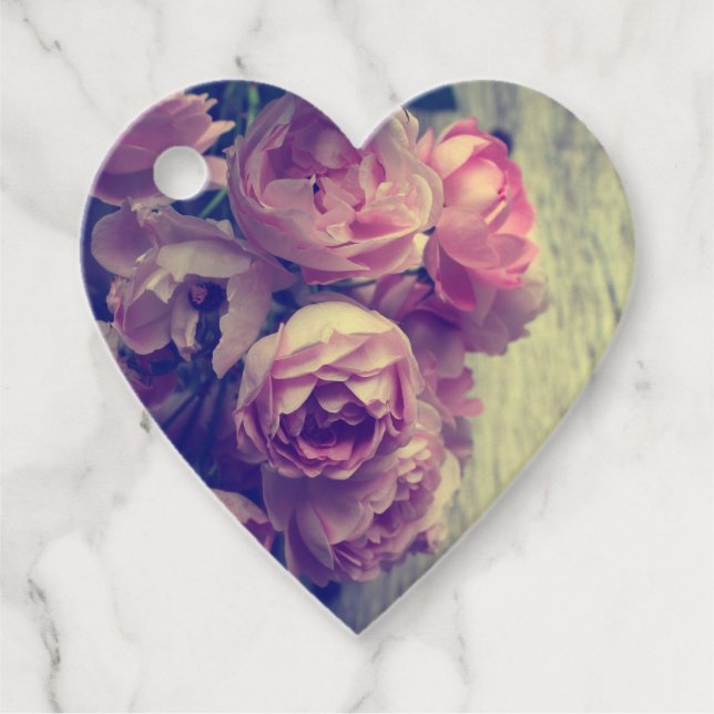 Vintage Style Pink Roses Favour Tags (Front)