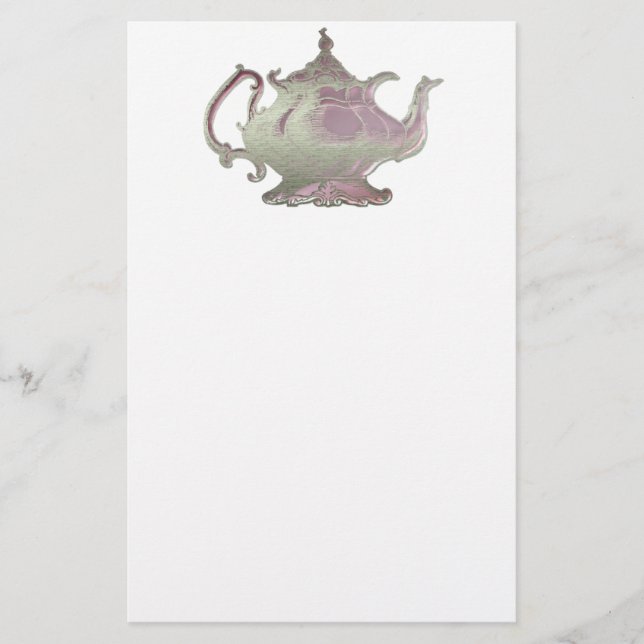 Vintage Style Pink Teapot Stationery (Front)