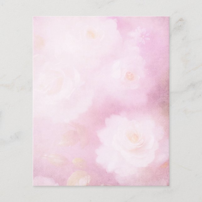 Vintage Style Pink & White Floral Scrapbook Paper (Front)