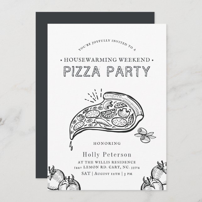 Vintage Style Pizza Party | Birthday Invitation (Front/Back)
