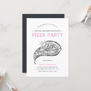 Vintage Style Pizza Party   Bridal Shower Pinks In Invitation