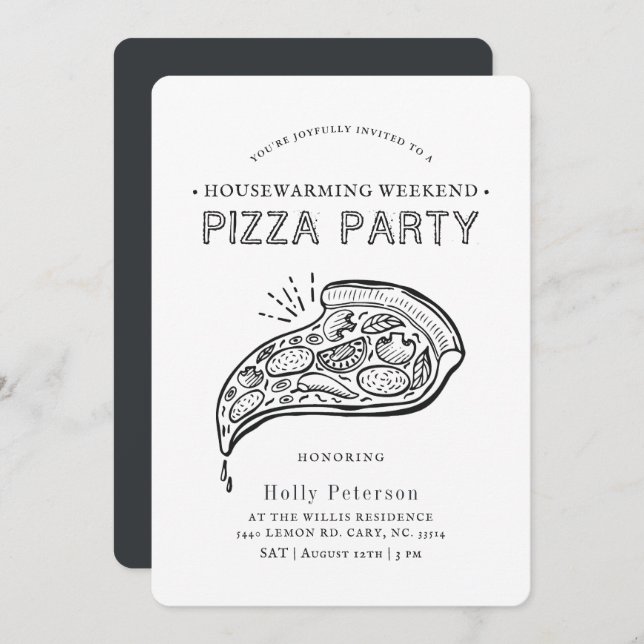 Vintage Style Pizza Party | Housewarming Invitatio Invitation (Front/Back)