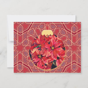 Vintage Style Poinsettia Flowers Red Post Card