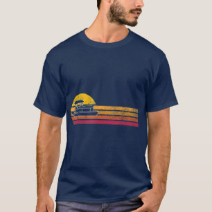 Vintage Style Pontoon Boat Silhouette Retro 90s T-Shirt