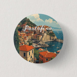 Vintage Style Portofino Genova Italy 3 Cm Round Badge