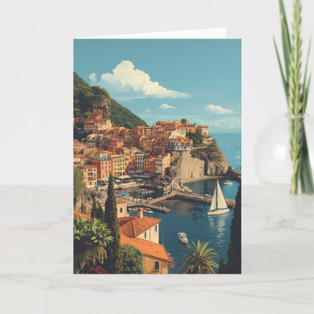 Vintage Style Portofino Genova Italy Card (Front)