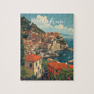 Vintage Style Portofino Genova Italy Jigsaw Puzzle