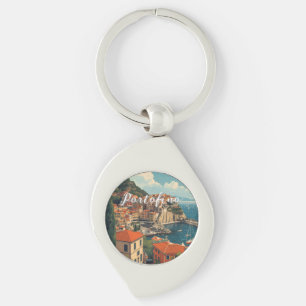 Vintage Style Portofino Genova Italy Key Ring