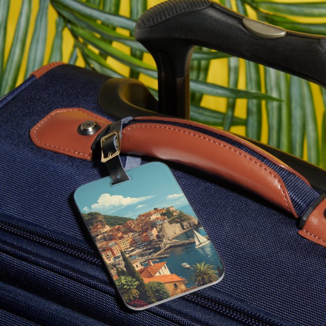 Vintage Style Portofino Genova Italy Luggage Tag (Front Insitu 1)