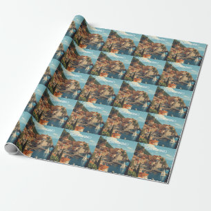 Vintage Style Portofino Genova Italy Wrapping Paper