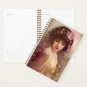 Vintage Style Portrait of Beautiful Floral Woman Planner