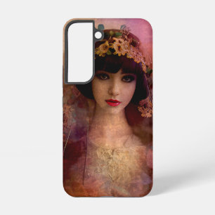 Vintage Style Portrait of Beautiful Woman in Pink Samsung Galaxy Case