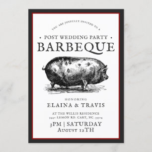 Vintage Style Post Wedding BBQ Pig Roast Invitation
