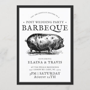 Vintage Style   Post Wedding Party   BBQ Pig Roast Invitation
