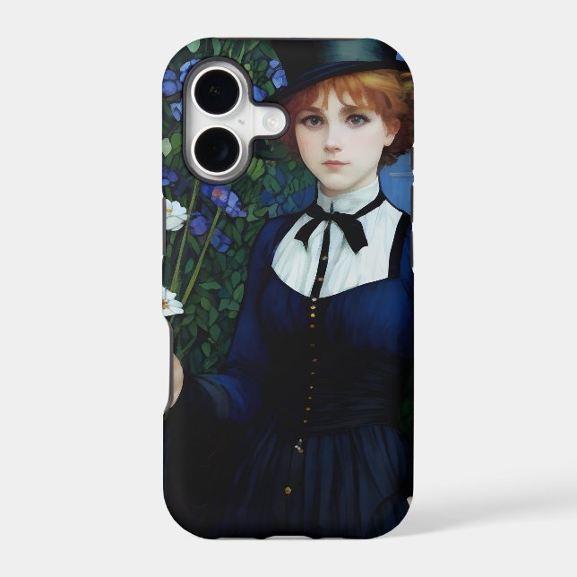 Vintage Style Pretty Dark Academy Girl Portrait (Back)