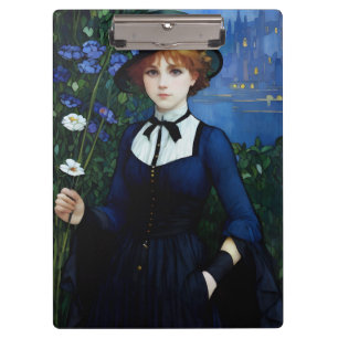Vintage Style Pretty Dark Academy Girl Portrait Clipboard