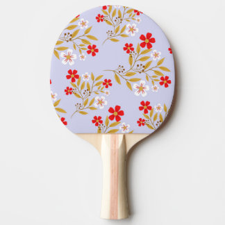 Vintage Style Pretty Red Flowers on Blue Pattern Ping Pong Paddle