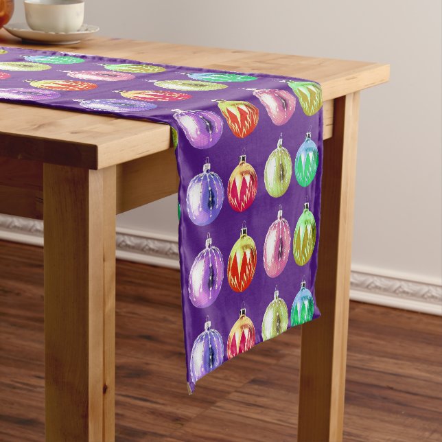 Vintage Style Purple Holiday Table Runner (In Situ)
