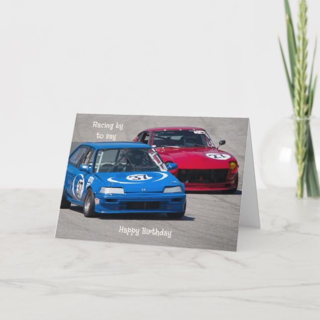 Vintage Style Race Cars Birthday Card (Front)