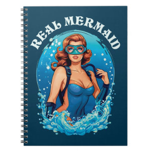 Vintage Style Real Mermaid - Female Scuba Diver Notebook