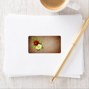 Vintage style red and yellow roses label