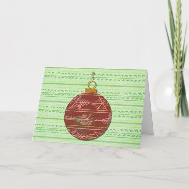 Vintage Style Red Green Christmas Ornament Card (Front)