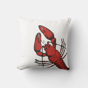 Vintage style red lobster design cushion