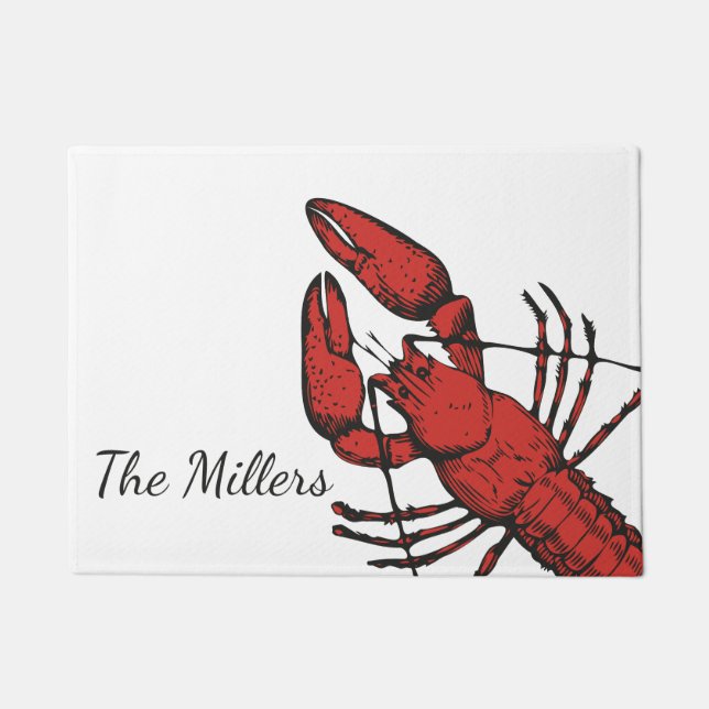 Vintage style red lobster design doormat (Front)