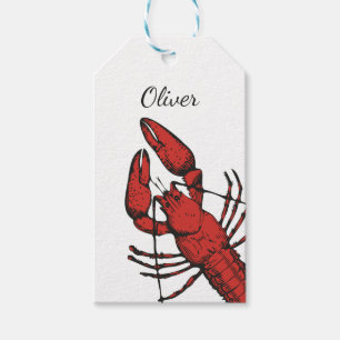 Vintage style red lobster design gift tags