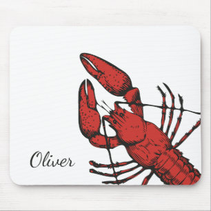 Vintage style red lobster design mouse mat