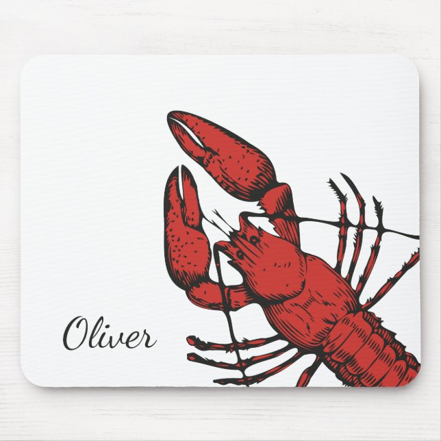 Vintage style red lobster design mouse mat (Front)