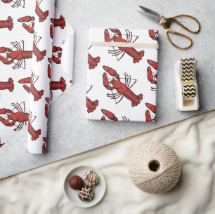 Vintage style red lobster design wrapping paper