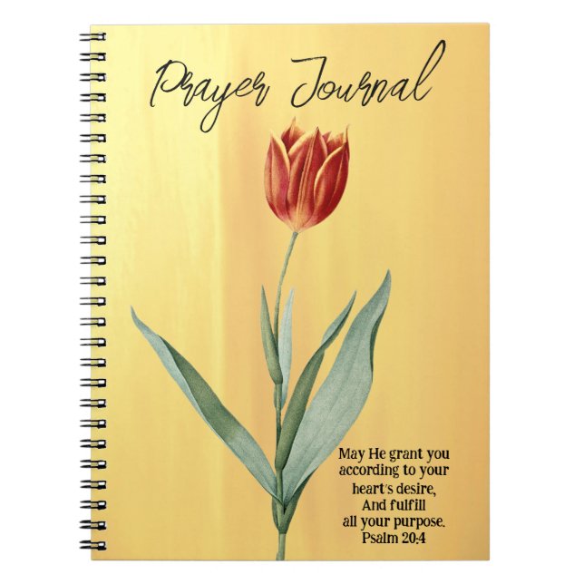 Vintage Style Red Tulip Flower Prayer Journal (Front)